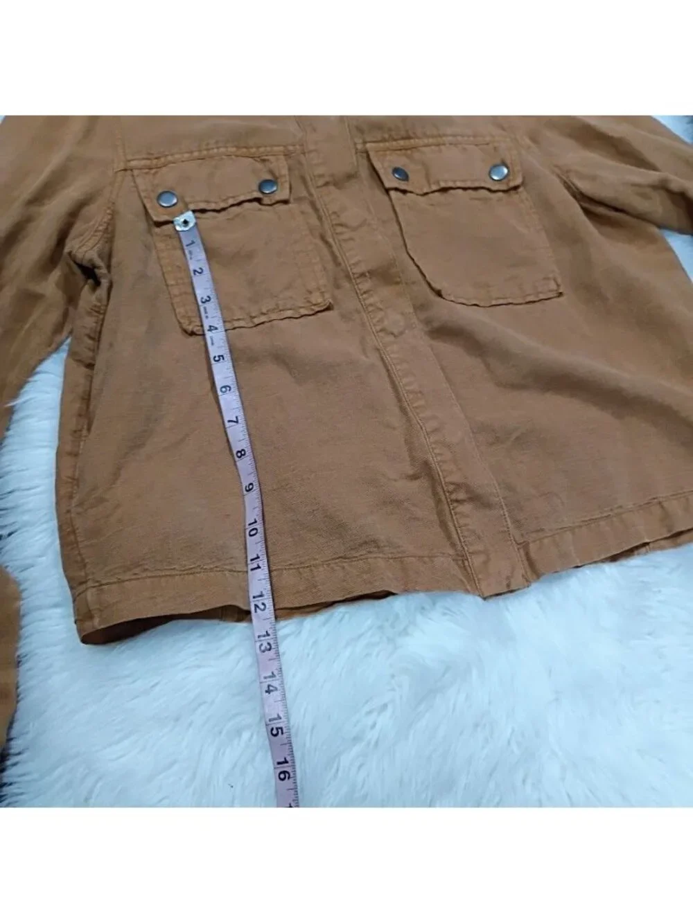 Nicole Miller Hooded Terra Cotta Cropped Linen Lagenlook Jacket Womens Large